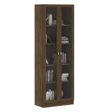 Estante Escritório Home Office 2 Portas De Vidro 4 Prateleiras Cannes 171x59 T01 Nogal - Lyam Decor