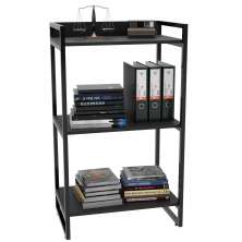 Estante Multiuso 3 Prateleiras Escritório Estilo Industrial Form C01 104x60 cm Preto Onix - Lyam Decor
