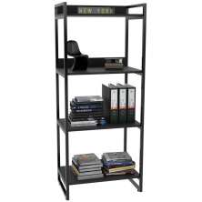 Estante Multiuso 4 Prateleiras Escritório Estilo Industrial Form C01 146x60 cm Preto Onix - Lyam Decor
