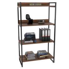 Estante Multiuso 4 Prateleiras Escritório Estilo Industrial Form C01 146x80 cm Nogal - Lyam Decor