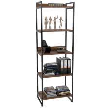 Estante Multiuso 5 Prateleiras Escritório Estilo Industrial Form C01 187x60 cm Nogal - Lyam Decor