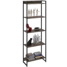 Estante Multiuso Escritório Industrial 05 Prateleiras Areta 186x60cm C01 Carvalho Dark - Lyam Decor