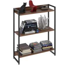Estante Multiuso Para Escritório Industrial 03 Prateleiras Areta 104x80cm C01 Nogal - Lyam Decor