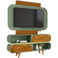 Estante Painel Ripado Para TV 55 Pol Orgânico Floripa B02 Naturalle Pistache - Lyam Decor
