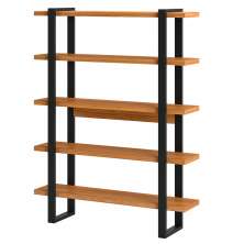 Estante Para Escritório 5 Prateleiras Prime Industrial 175x135cm D03 Freijó Preto Fosco - Lyam Decor