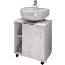 Gabinete de Coluna Para Banheiro 01 Porta com Rodízios Pequin B02 Branco Carrara - Lyam Decor