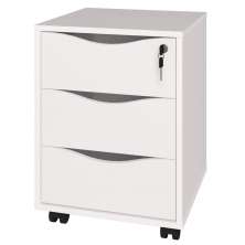 Gaveteiro Para Escritório Office com Rodízios 03 Gavetas Face A02 Branco - Lyam Decor