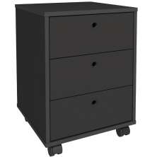 Gaveteiro Para Escritório Office com Rodízios 03 Gavetas New A02 Preto - Lyam Decor