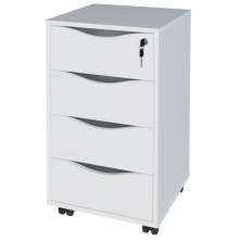 Gaveteiro Para Escritório Office com Rodízios 04 Gavetas Bit A02 Branco - Lyam Decor