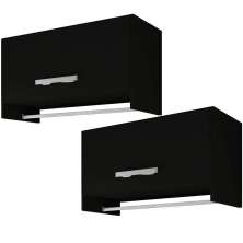 Kit 02 Armários Multiuso Aéreo Cabideiro Grécia L03 Preto - Lyam Decor