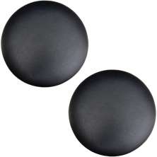 Kit 02 Assentos Redondo Banqueta Cadeira Estofados Poltronas H02 Corino Preto 30 cm - Lyam Decor