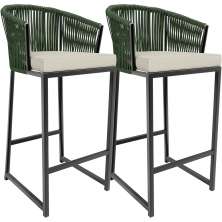 Kit 02 Banqueta Para Área Gourmet Cozinha Varanda Corda Náutica Sunset D04 Verde - Lyam Decor