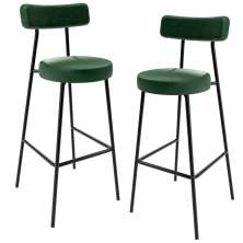 Kit 02 Banquetas Alta Bar Cozinha Sala De Jantar Em Aço Milão F01 Facto Verde Musgo - Lyam Decor