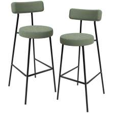 Kit 02 Banquetas Alta Bar Cozinha Sala De Jantar Estrutura Em Aço Milão L02 Bouclê Oliva - Lyam Decor