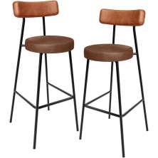 Kit 02 Banquetas Alta Bar Cozinha Sala De Jantar Milão L02 Couríssimo Camel Marrom - Lyam Decor