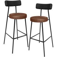 Kit 02 Banquetas Alta Bar Cozinha Sala De Jantar Milão L02 Couríssimo Preto Marrom - Lyam Decor