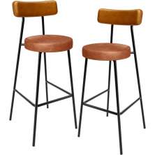 Kit 02 Banquetas Alta Bar Cozinha Sala De Jantar Milão L02 Couríssimo Whisky Camel - Lyam Decor