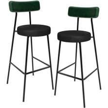 Kit 02 Banquetas Alta Bar Cozinha Sala De Jantar Milão L02 Facto Verde Couríssimo Preto - Lyam Decor