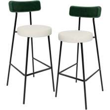 Kit 02 Banquetas Alta Bar Cozinha Sala De Jantar Milão L02 Facto Verde Linho Champagne - Lyam Decor