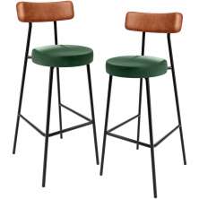 Kit 02 Banquetas Alta Bar Cozinha Sala Jantar Milão L02 Couríssimo Camel Facto Verde - Lyam Decor