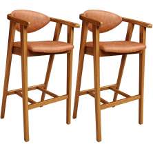 Kit 02 Banquetas Alta Cozinha Bancada Bar Sala de Jantar Fixa Cecília L02 Couríssimo Camel - Lyam