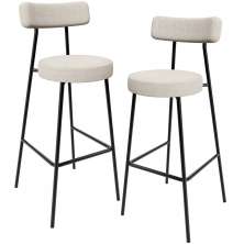 Kit 02 Banquetas Alta Cozinha Bar Sala Jantar Estrutura Em Aço Milão L02 Bouclê Creme - Lyam Decor