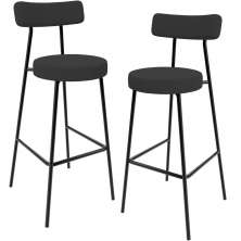 Kit 02 Banquetas Alta Cozinha Bar Sala Jantar Estrutura Em Aço Milão L02 Suede Preto - Lyam Decor