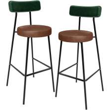 Kit 02 Banquetas Alta Cozinha Sala De Jantar Milão L02 Facto Verde Couríssimo Marrom - Lyam Decor