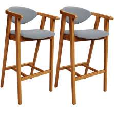Kit 02 Banquetas Alta Para Cozinha Bancada Bar Sala de Jantar Fixa Cecília L02 Bouclê Cinza - Lyam