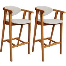 Kit 02 Banquetas Alta Para Cozinha Bancada Bar Sala de Jantar Fixa Cecília L02 Bouclê Cru - Lyam
