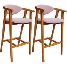 Kit 02 Banquetas Alta Para Cozinha Bancada Bar Sala de Jantar Fixa Cecília L02 Bouclê Rosê - Lyam
