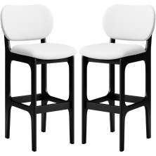 Kit 02 Banquetas Alta Para Cozinha Madeira Fixa Betta L02 Preto Facto Branco - Lyam Decor