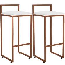 Kit 02 Banquetas Alta Para Cozinha Sala De Jantar Hanna L02 Bronze Corano Branco - Lyam Decor