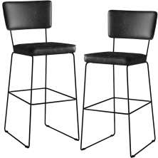 Kit 02 Banquetas Altas Cozinha Sala Jantar Base Em Aço Fixa Allana L02 Couríssimo Preto - Lyam Decor