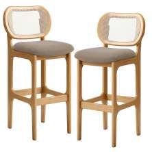 Kit 02 Banquetas Altas Para Cozinha Bancada Sala Tela Betta Fixa L02 Bouclê Bege - Lyam