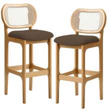 Kit 02 Banquetas Altas Para Cozinha Bancada Sala Tela Betta Fixa L02 Suede Marrom - Lyam