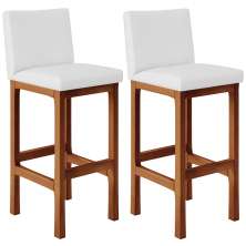 Kit 02 Banquetas Altas Para Cozinha Sala De Jantar Fixa Alya L02 Facto Branco - Lyam Decor