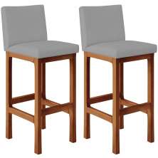 Kit 02 Banquetas Altas Para Cozinha Sala De Jantar Fixa Alya L02 Facto Cinza - Lyam Decor