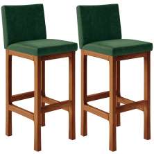 Kit 02 Banquetas Altas Para Cozinha Sala De Jantar Fixa Alya L02 Facto Verde Musgo - Lyam Decor