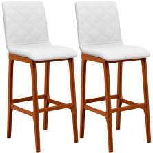 Kit 02 Banquetas Altas Para Cozinha Sala de Jantar Fixa Zoe B04 Facto Branco - Lyam Decor