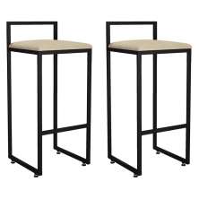 Kit 02 Banquetas Altas Para Cozinha Sala de Jantar Hanna L02 Preto Suede Bege - Lyam Decor