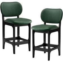 Kit 02 Banquetas Baixa Bar Cozinha E Sala De Jantar Fixa Betta L02 Preto Facto Verde Musgo - Lyam Decor