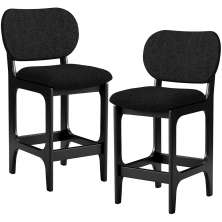 Kit 02 Banquetas Baixa Bar Cozinha E Sala De Jantar Fixa Betta L02 Preto Linho Chumbo - Lyam Decor