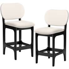 Kit 02 Banquetas Baixa Bar Cozinha E Sala De Jantar Fixa Betta L02 Preto Linho Cru - Lyam Decor