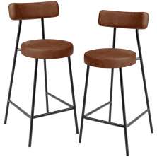 Kit 02 Banquetas Baixa Para Cozinha Sala De Jantar Bancada Milão L02 Couríssimo Marrom - Lyam Decor
