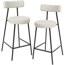 Kit 02 Banquetas Baixa Para Cozinha Sala De Jantar Bancada Milão L02 Linho Champagne - Lyam Decor