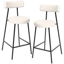 Kit 02 Banquetas Baixa Para Cozinha Sala De Jantar Bancada Milão L02 Linho Cru - Lyam Decor