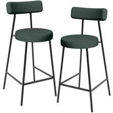 Kit 02 Banquetas Baixa Para Cozinha Sala De Jantar Bancada Milão L02 Linho Verde Musgo - Lyam Decor