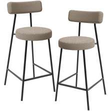 Kit 02 Banquetas Baixa Para Cozinha Sala De Jantar Bar Bancada Milão L02 Bouclê Bege - Lyam Decor