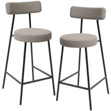 Kit 02 Banquetas Baixa Para Cozinha Sala De Jantar Bar Bancada Milão L02 Bouclê Creme - Lyam Decor